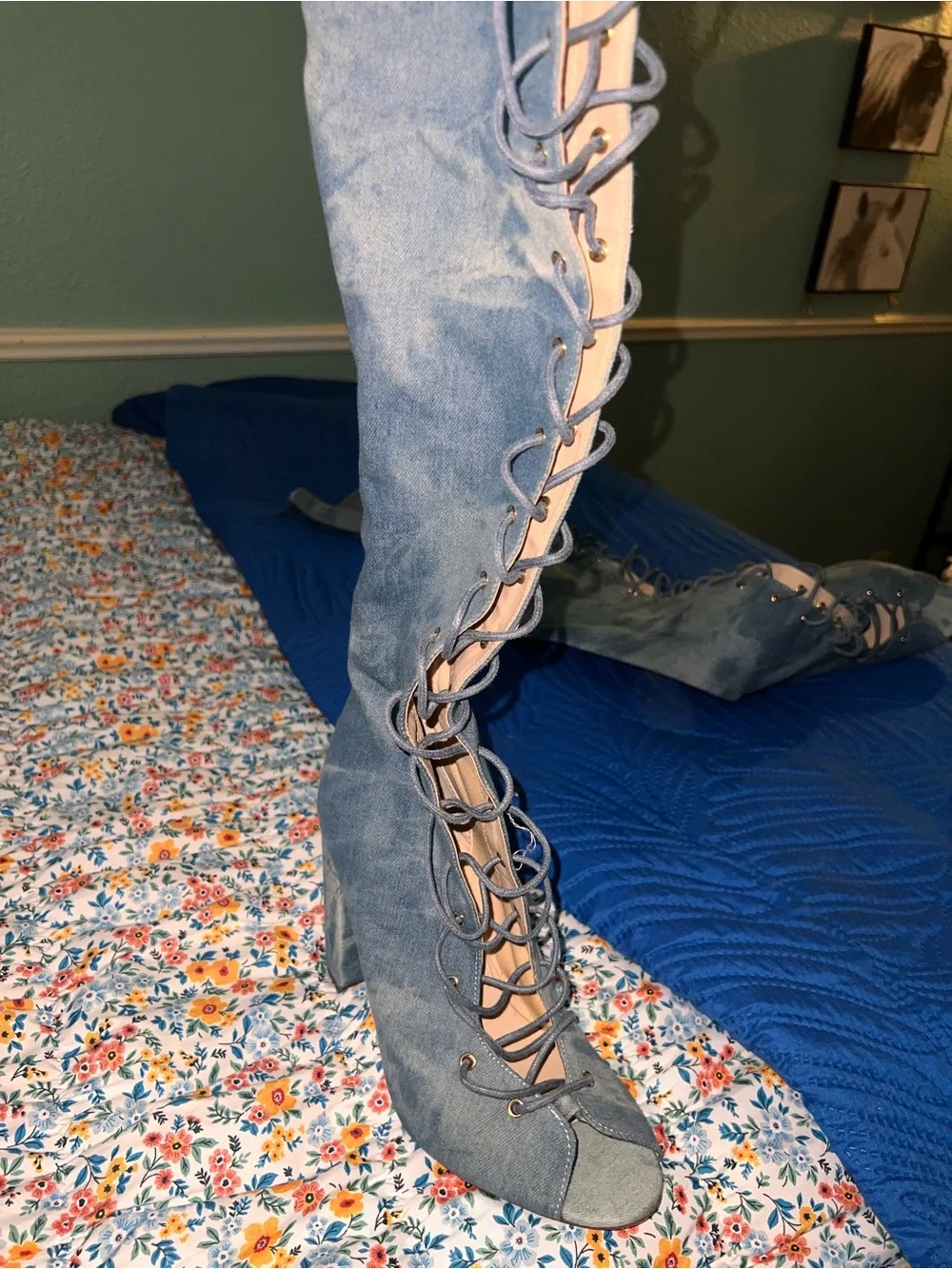 Fashion Nova Living Legacy Over-the-Knee Boots 👢🩵